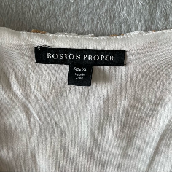 Boston Proper Embellished Neckline Open Crochet 3/4 Sleeve Midi Resort Dress XL - Picture 4 of 7